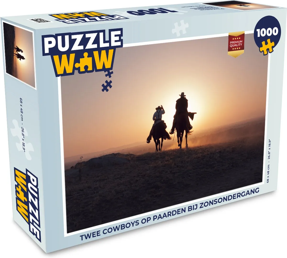 PuzzleWow Legpuzzel Twee Cowboys op Paarden 1000 Stuks