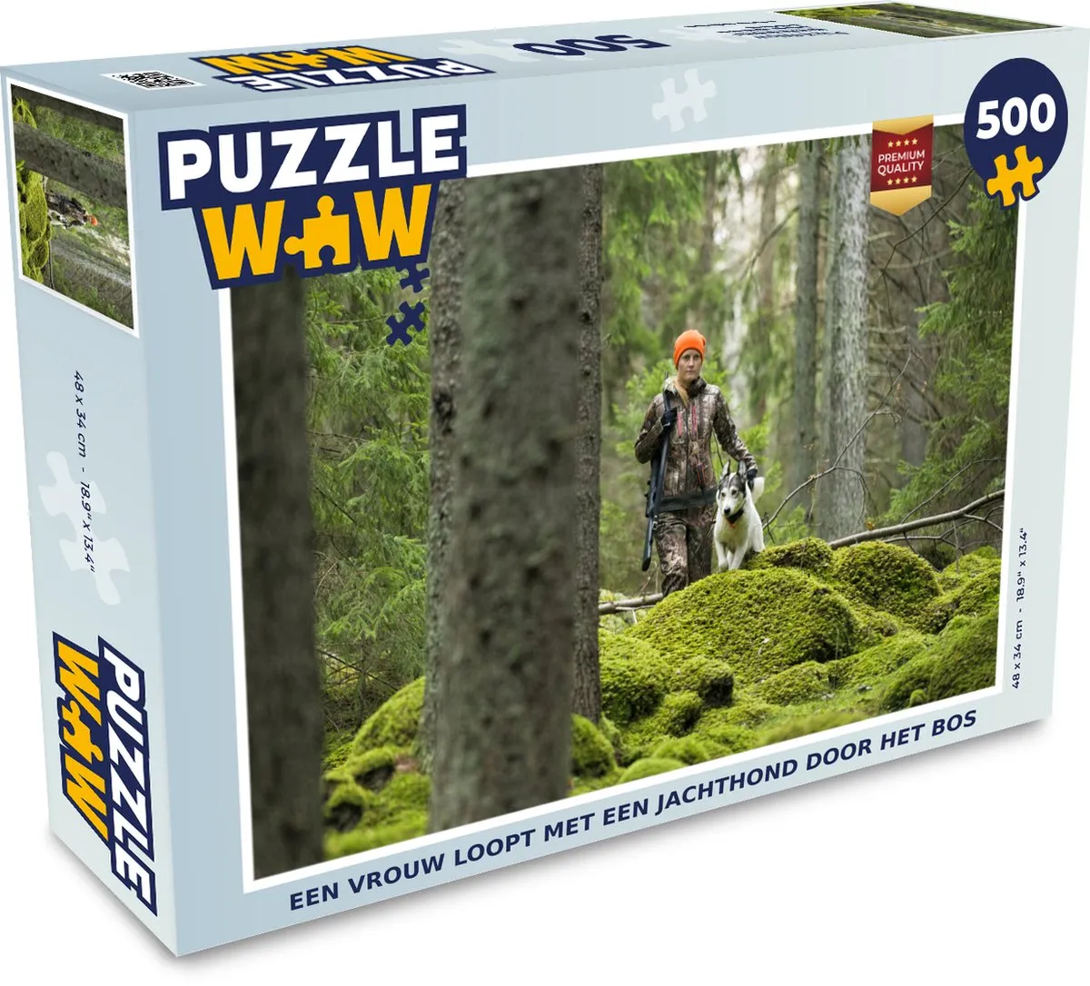 PuzzleWow Legpuzzel Een vrouw met jachthond - 500 Stuks - Multicolor