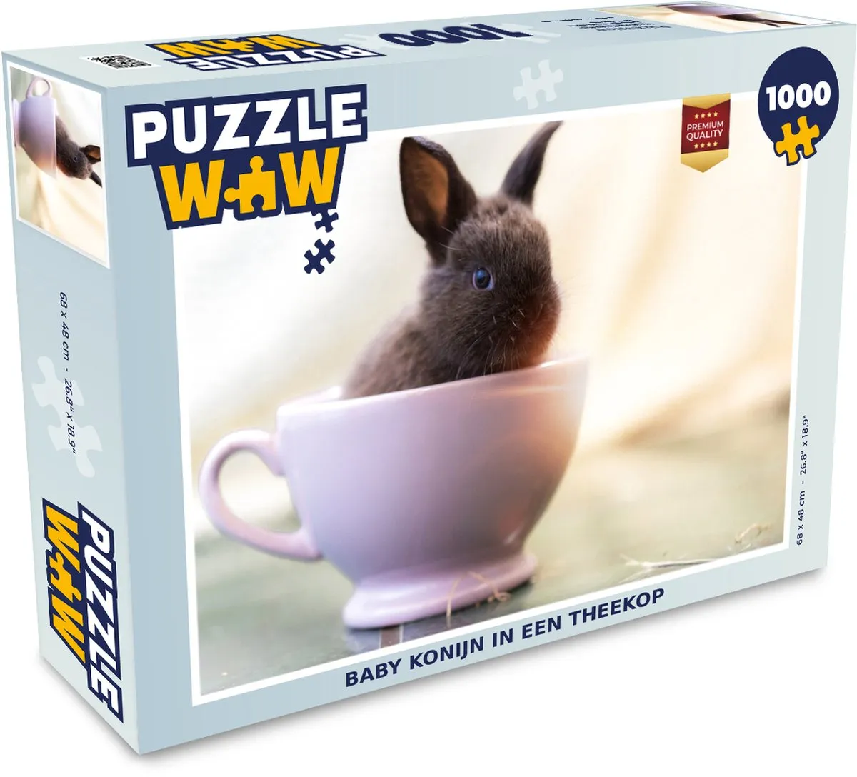 PuzzleWow Konijn Baby Theekop Legpuzzel 1000 Stuks - Multicolor