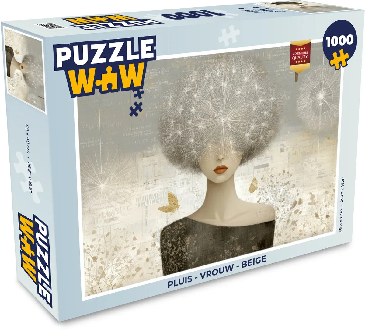PuzzleWow Pluis Vrouw Puzzel - 1000 Stuks - Beige