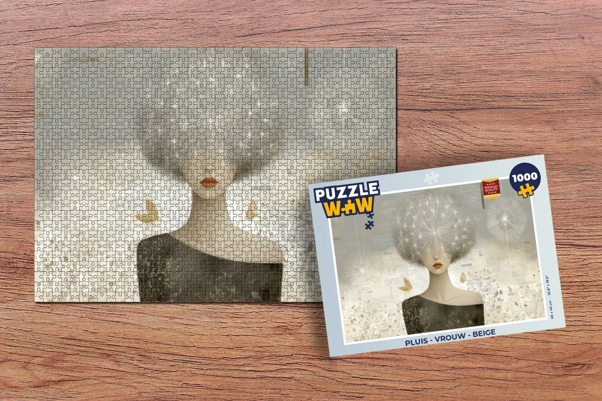 PuzzleWow Pluis Vrouw Puzzel - 1000 Stuks - Beige
