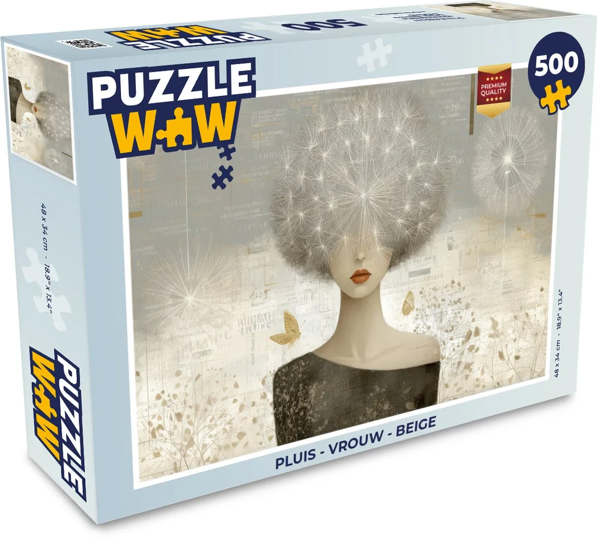 PuzzleWow Pluis Vrouw Puzzel - 1000 Stuks - Beige