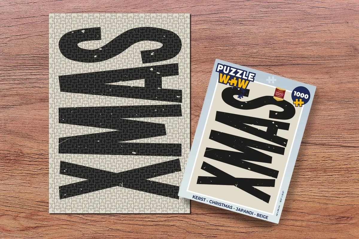 PuzzleWow Japandi Kerst Puzzel 1000 Stuks - Beige/Zwart