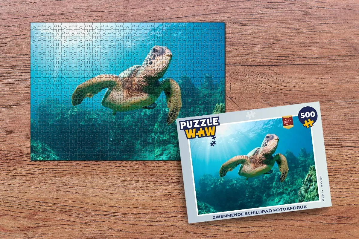 PuzzleWow Zwemmende Schildpad Legpuzzel 500 Stuks - Multicolor