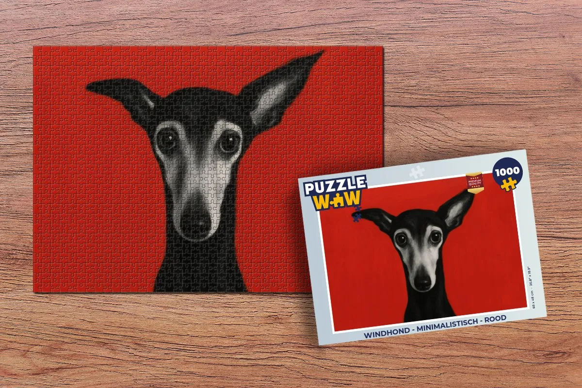 PuzzleWow Windhond Legpuzzel 1000 Stuks - Rood