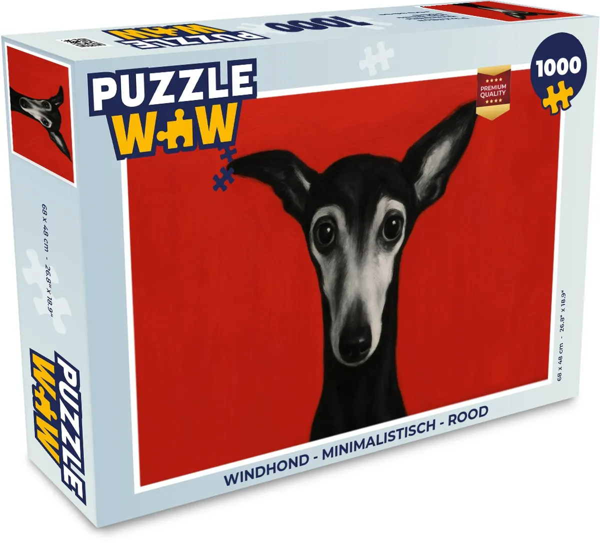 PuzzleWow Windhond Legpuzzel 1000 Stuks - Rood