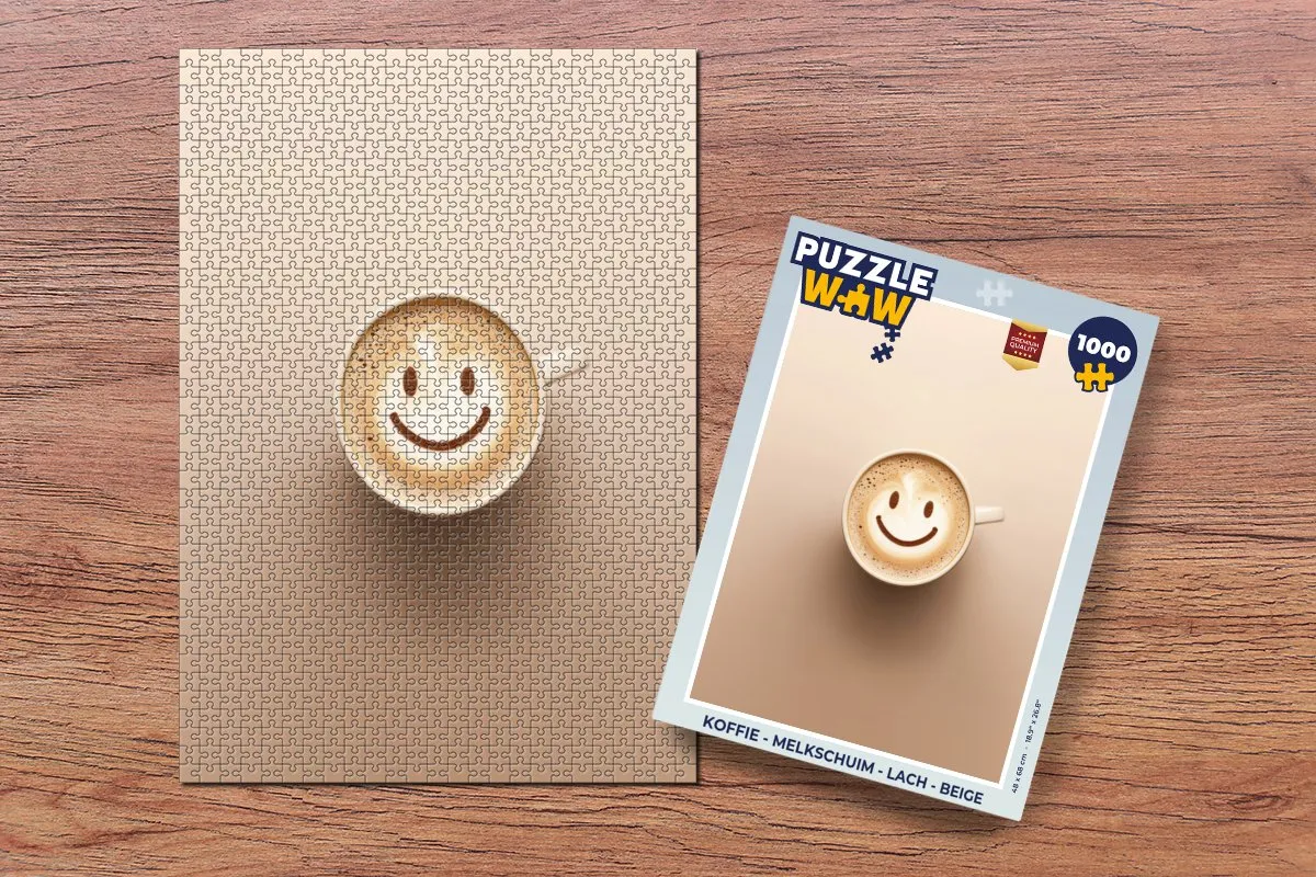PuzzleWow Lachpuzzel 1000 Stuks - Koffie/Beige
