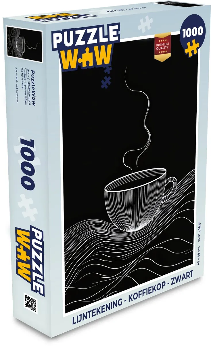 PuzzleWow Koffiekop Puzzel 1000 Stuks - Zwart