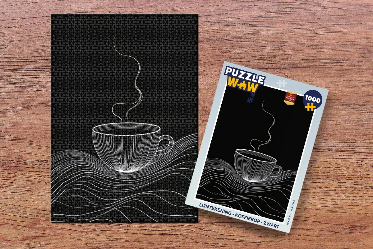 PuzzleWow Koffiekop Puzzel 1000 Stuks - Zwart
