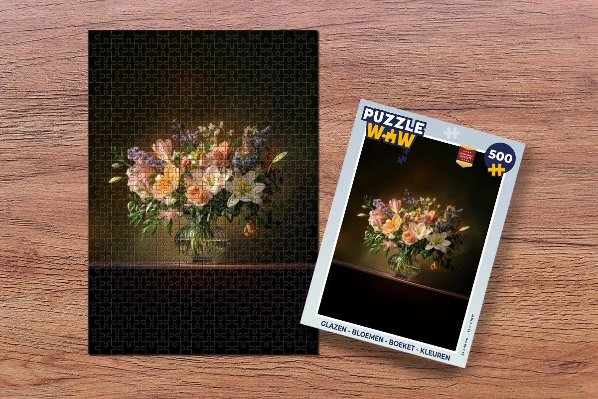 PuzzleWow Bloemen Legpuzzel 500 Stuks - Pastel