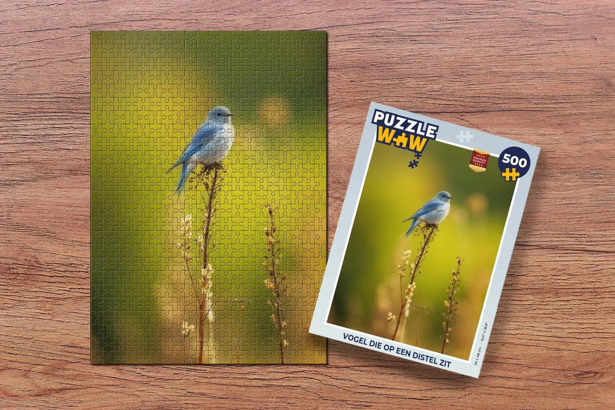 PuzzleWow Vogel op Distel Legpuzzel 500 Stuks - Multicolor
