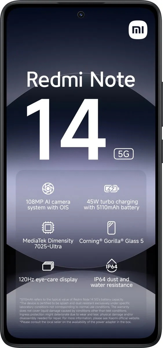 Xiaomi Redmi Note 14 5G - 8GB/256GB - Zwart
