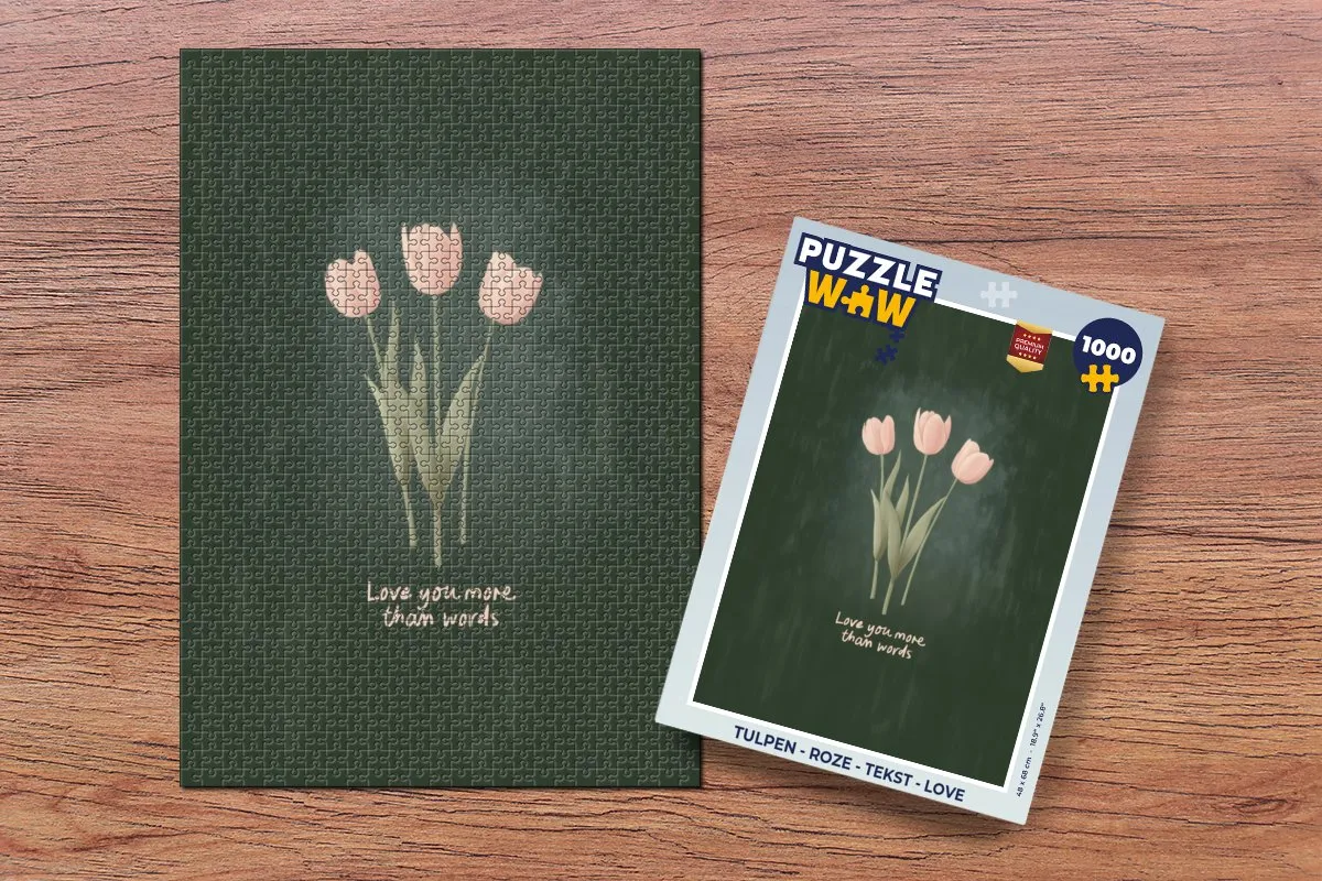 PuzzleWow Tulpen Love Legpuzzel 1000 Stuks - Roze/Groen