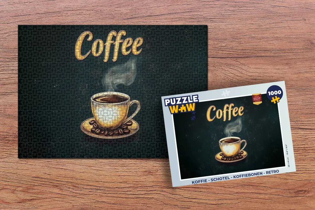 PuzzleWow Retro Koffie Legpuzzel 1000 Stuks - Koffie/Schotel