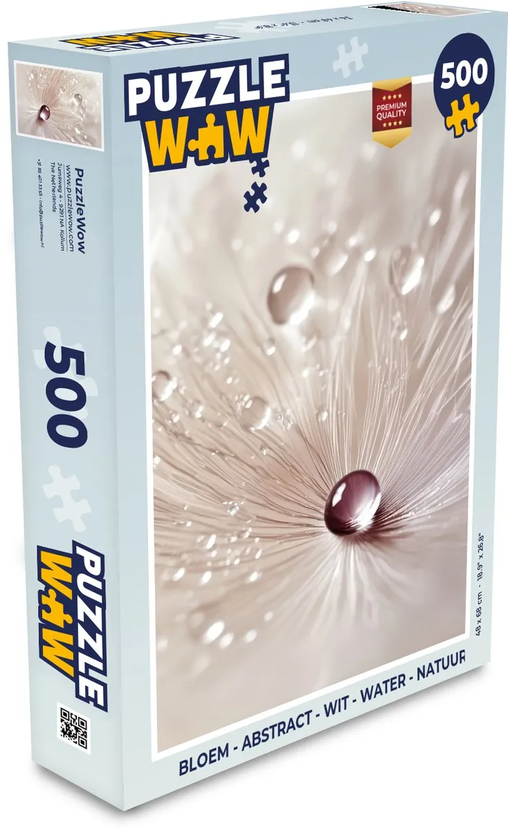 PuzzleWow Bloem Abstract Legpuzzel 500 Stuks - Paardenbloem Wit