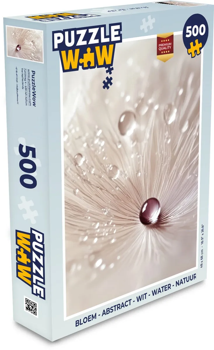 PuzzleWow Bloem Abstract Legpuzzel 500 Stuks - Paardenbloem Wit