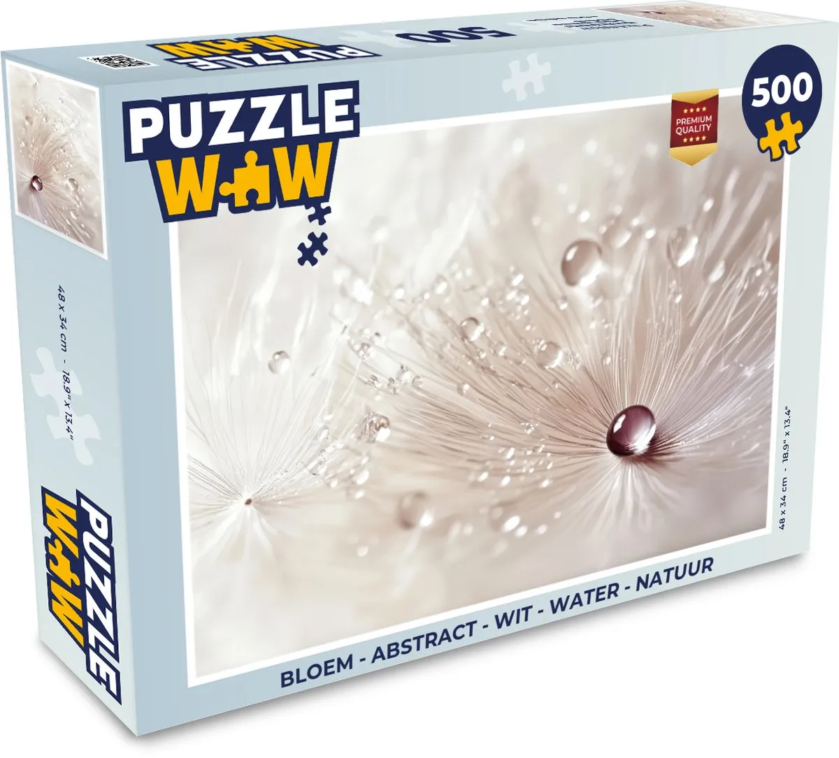 PuzzleWow Bloem Abstract Legpuzzel 500 Stuks - Paardenbloem Wit