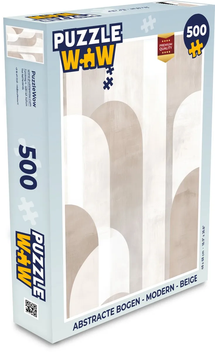 PuzzleWow Abstracte Bogen Legpuzzel 500 Stuks - Beige