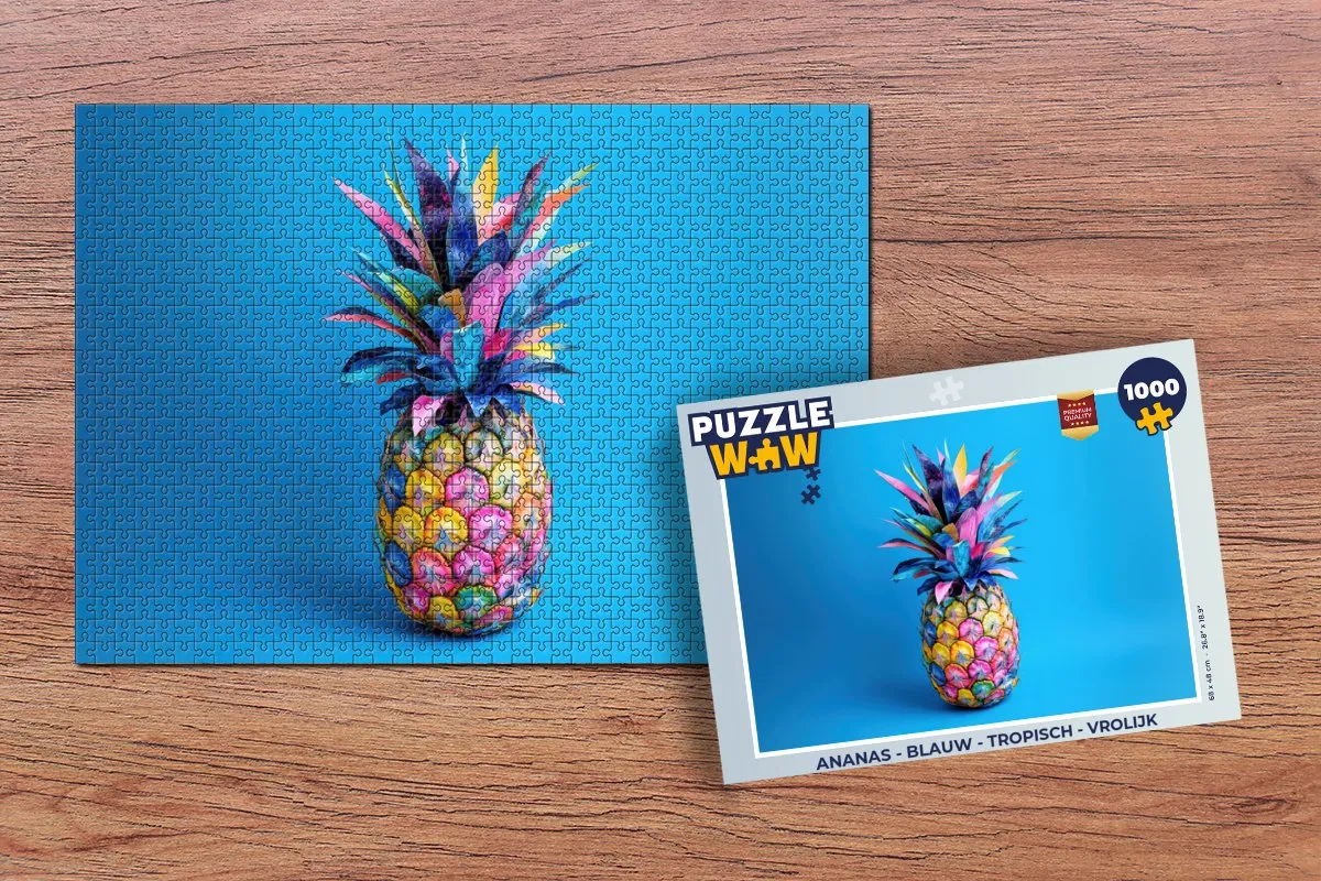 PuzzleWow Ananas Legpuzzel 1000 Stuks - Tropisch Blauw