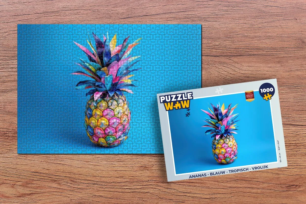 PuzzleWow Ananas Legpuzzel 1000 Stuks - Tropisch Blauw