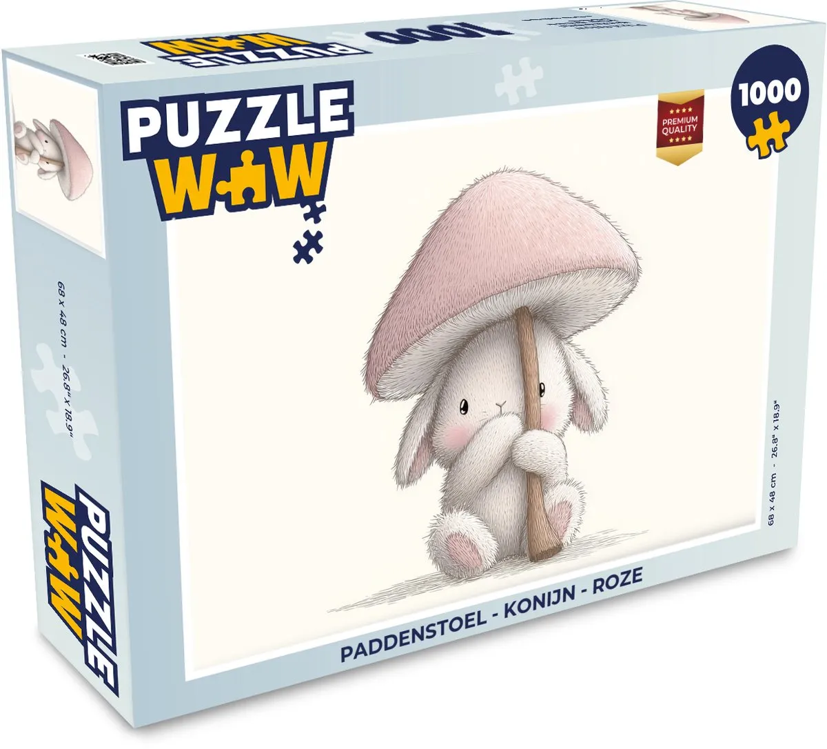 PuzzleWow Legpuzzel Paddenstoel - Konijn 1000 Stuks - Roze