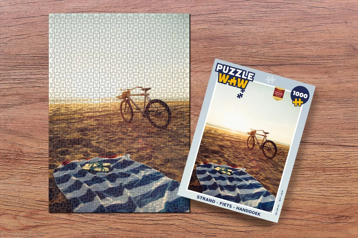 PuzzleWow Strand Fiets Handdoek Legpuzzel 1000 Stuks - Multicolor