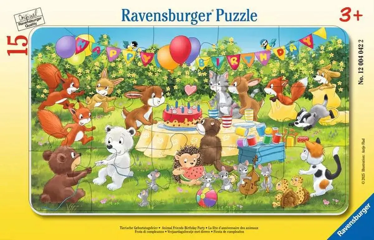 Ravensburger Tierische Verjaardag Puzzle 15 Stuks
