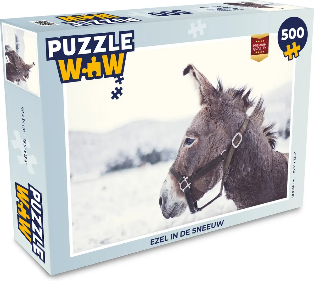 PuzzleWow Legpuzzel Ezel in de sneeuw 500 Stuks