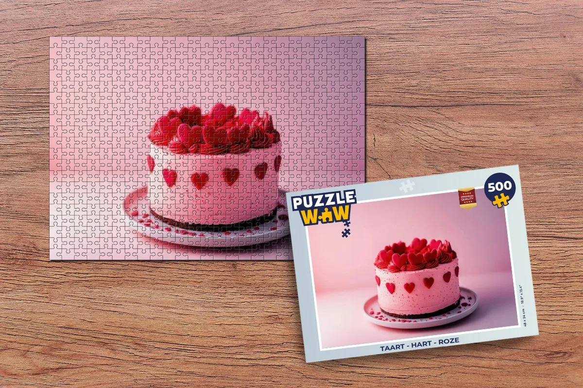 PuzzleWow Taart Hart Roze Legpuzzel 500 Stuks - MPN 8721169388724
