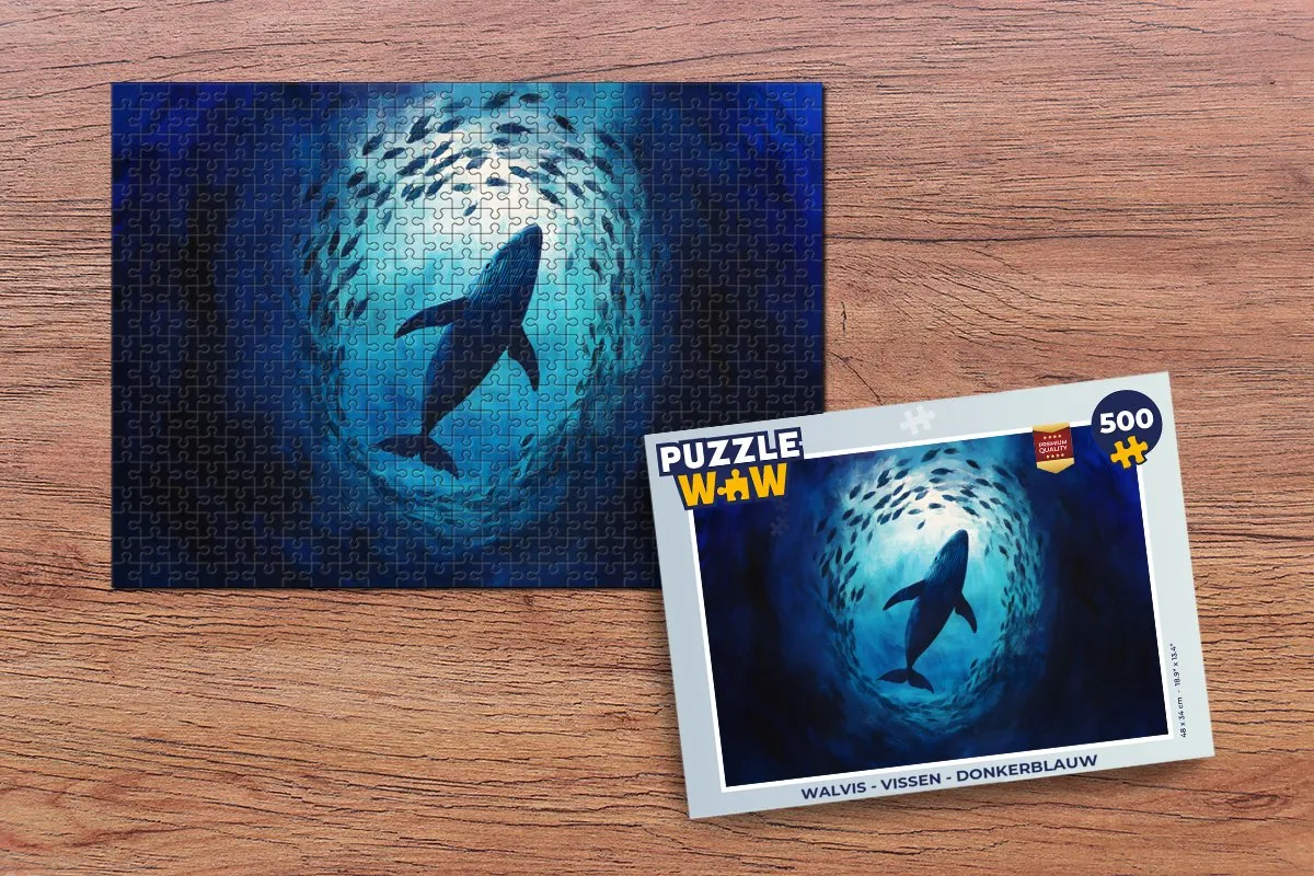 PuzzleWow Walvis Legpuzzel 500 Stuks - Donkerblauw