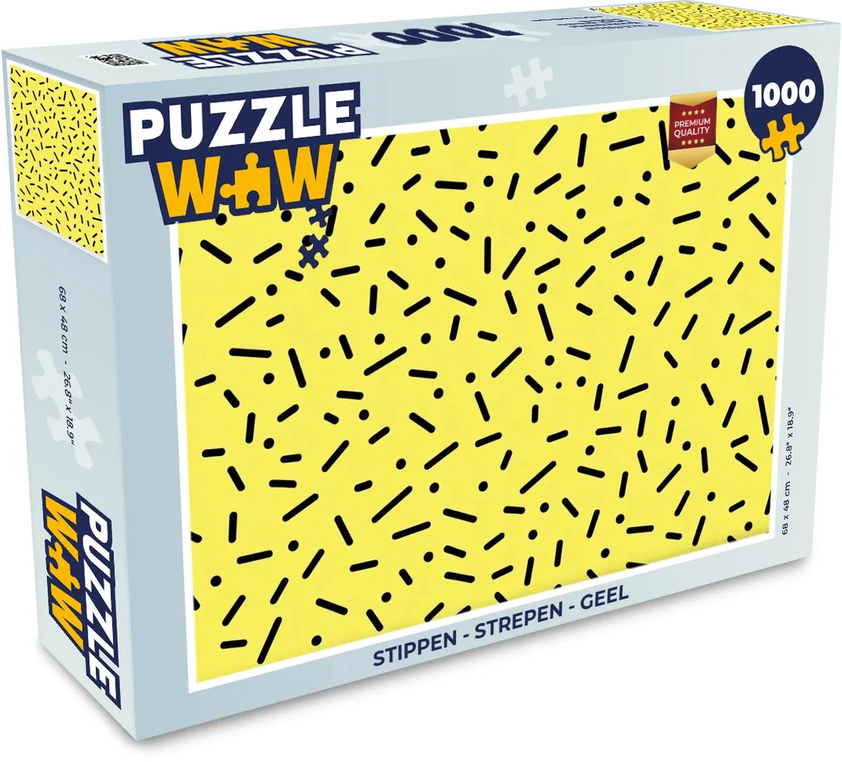 PuzzleWow Puzzel 1000 Stukken - Strepen & Stippen Geel