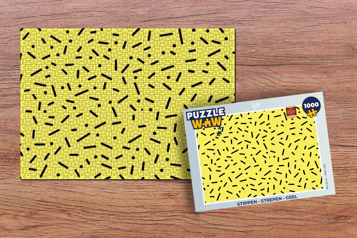 PuzzleWow Puzzel 1000 Stukken - Strepen & Stippen Geel