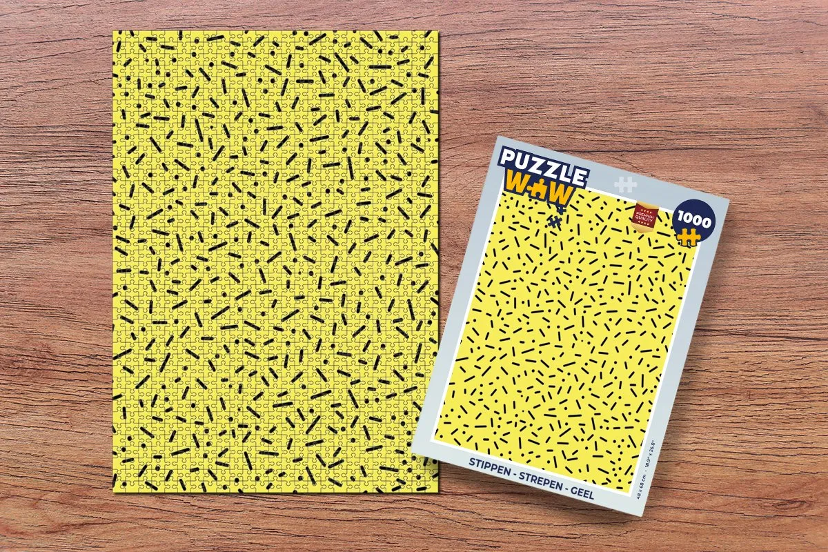 PuzzleWow Puzzel 1000 Stukken - Strepen & Stippen Geel