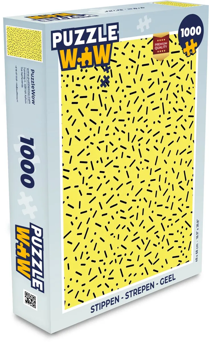 PuzzleWow Puzzel 1000 Stukken - Strepen & Stippen Geel