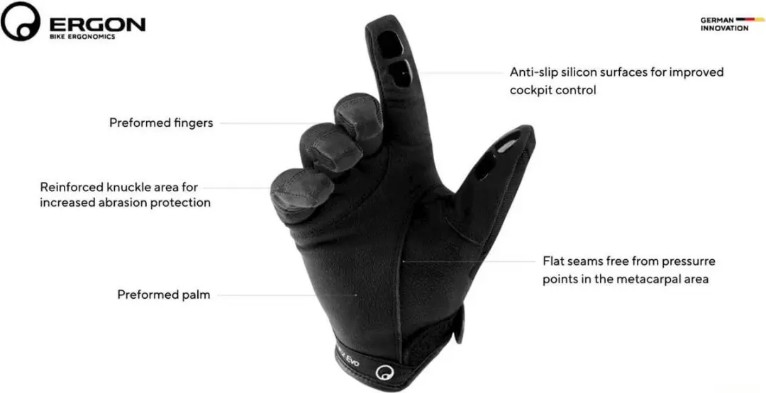 Ergon Handschoen HE2 Evo mt S - Zwart - afbeelding 4 van 4