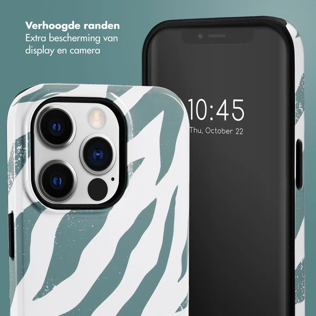 Selencia Hoesje iPhone 14 Pro Colorful Zebra Pine Blue