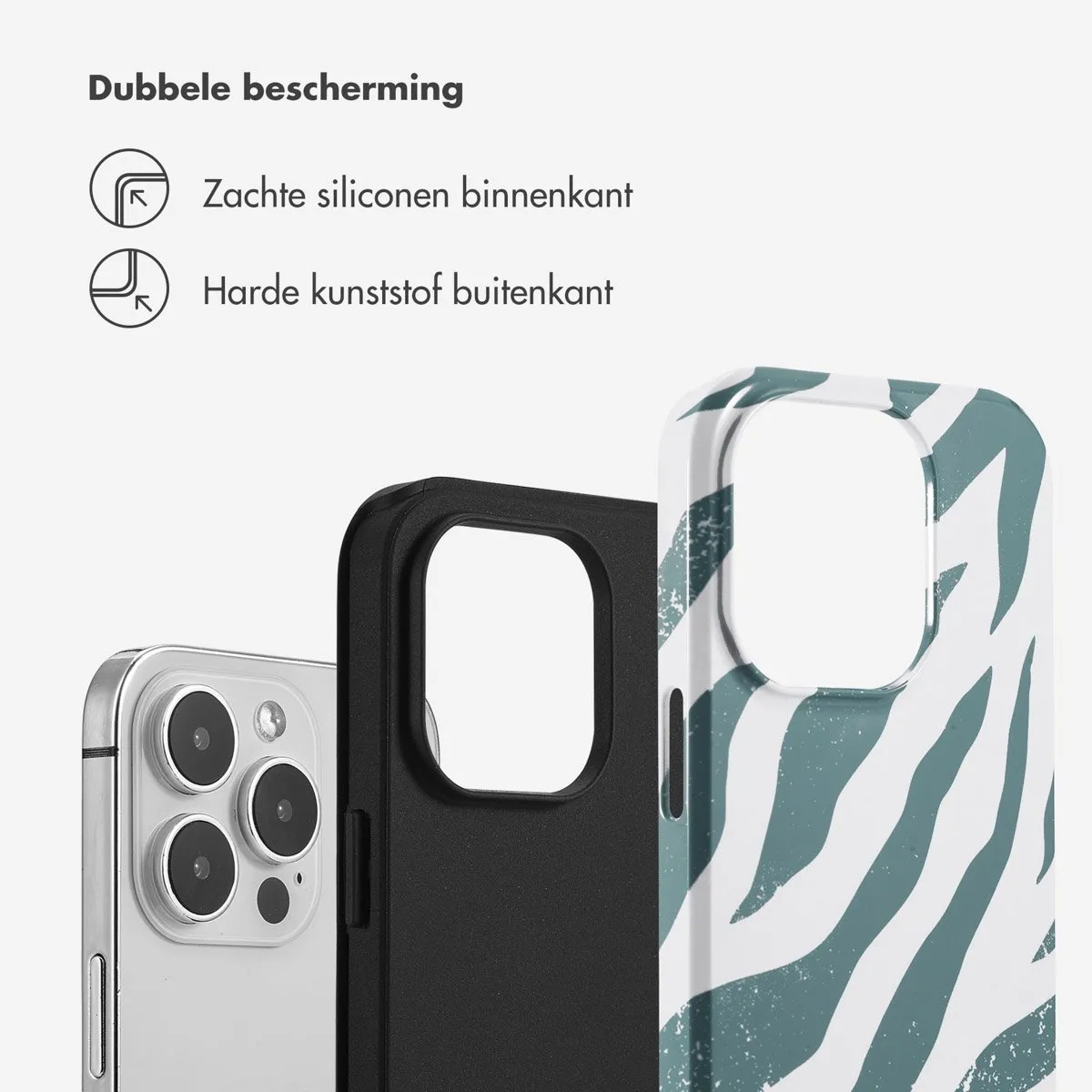 Selencia Hoesje iPhone 14 Pro Colorful Zebra Pine Blue