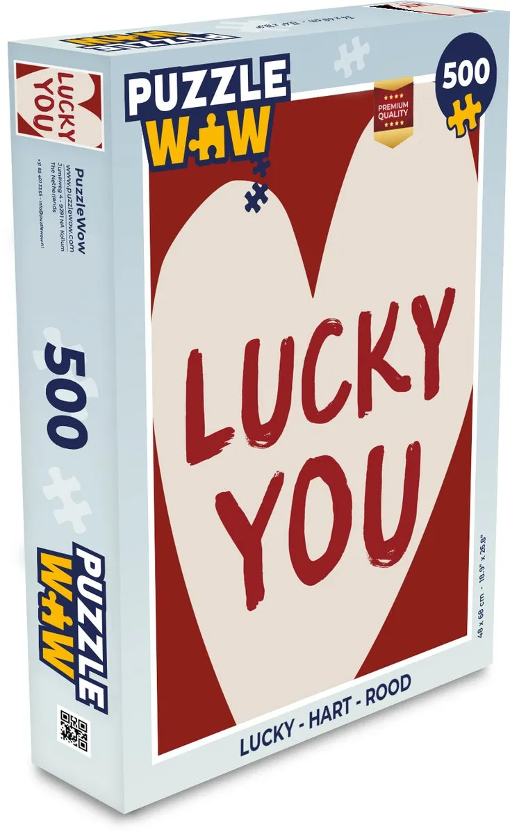 PuzzleWow Lucky You Hart Legpuzzel 500 Stuks - Rood