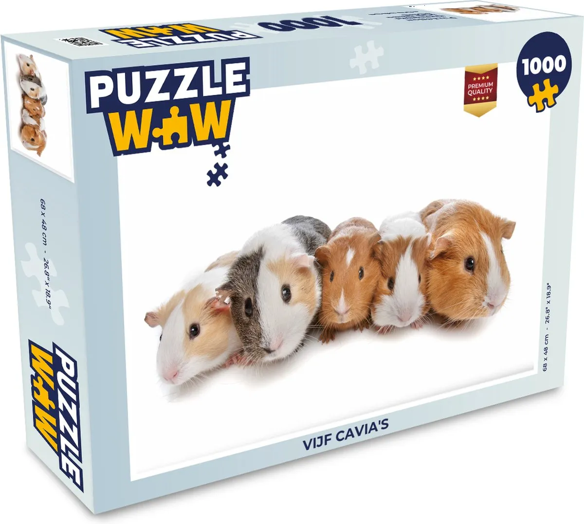 PuzzleWow Legpuzzel Vijf cavia's 1000 Stuks