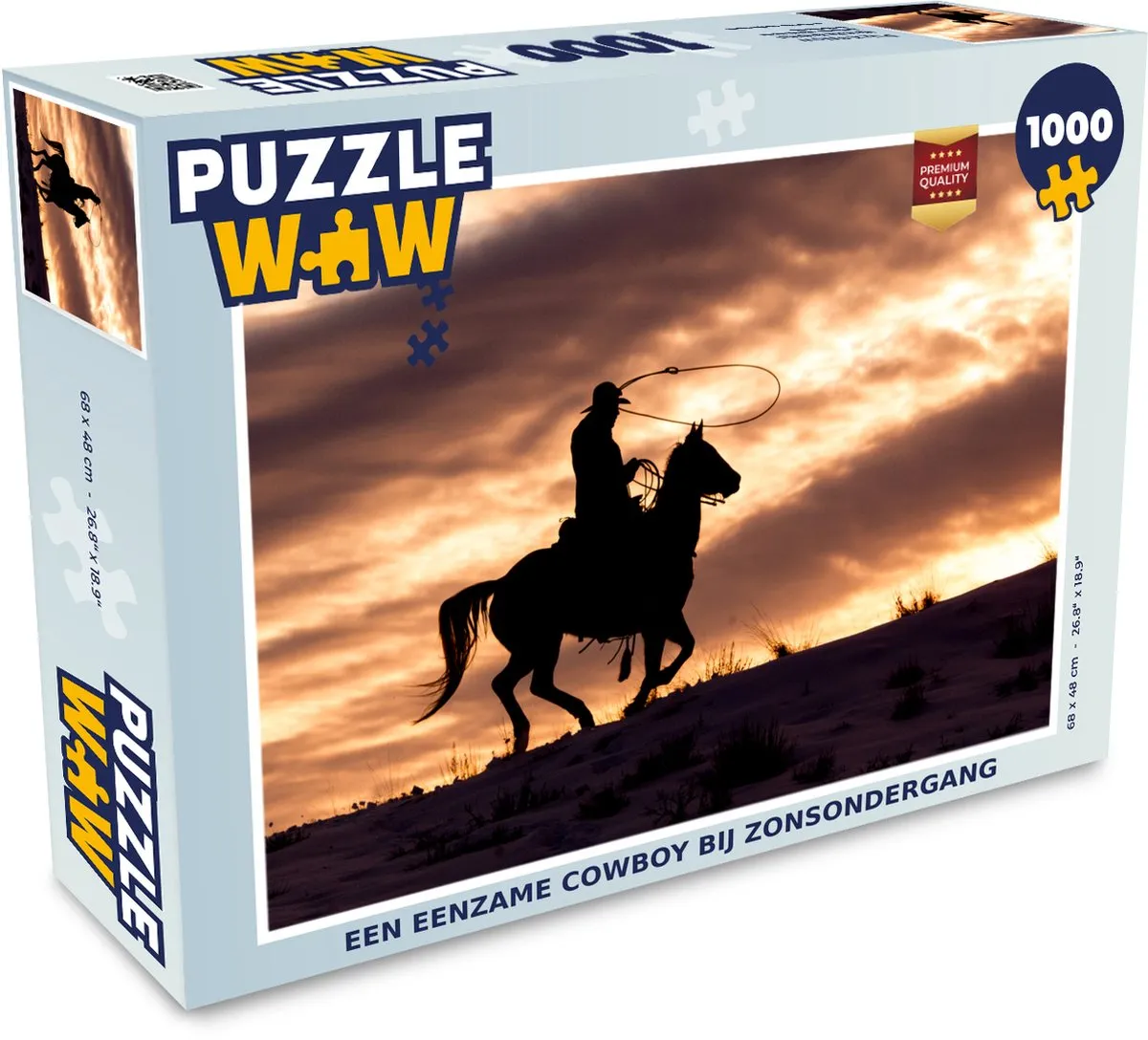 PuzzleWow Legpuzzel Een eenzame cowboy bij zonsondergang 1000 Stuks