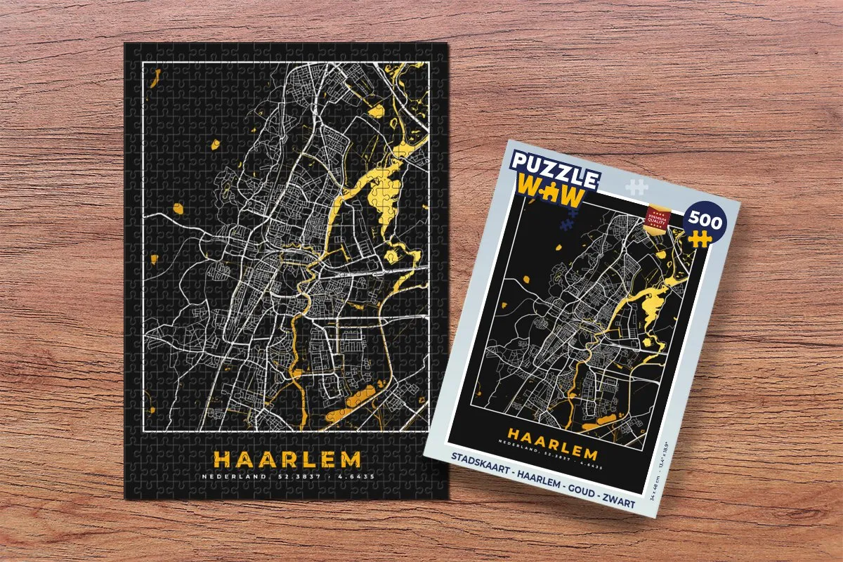 PuzzleWow Haarlem Legpuzzel 500 Stuks - Goud/Zwart
