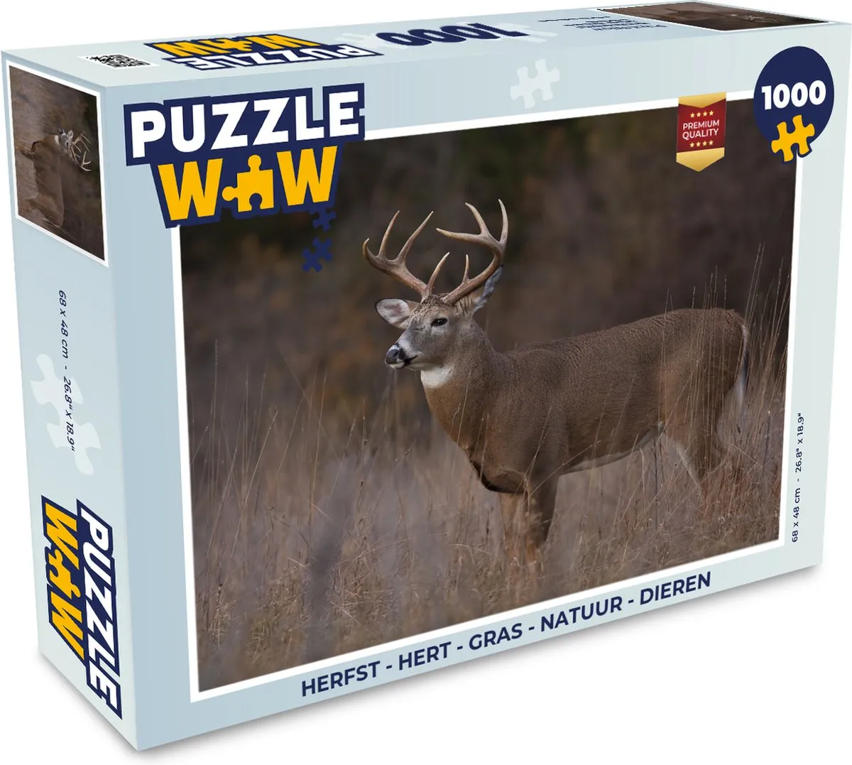 PuzzleWow Herfst Hert Gras Natuur Legpuzzel 1000 Stuks - Multicolor