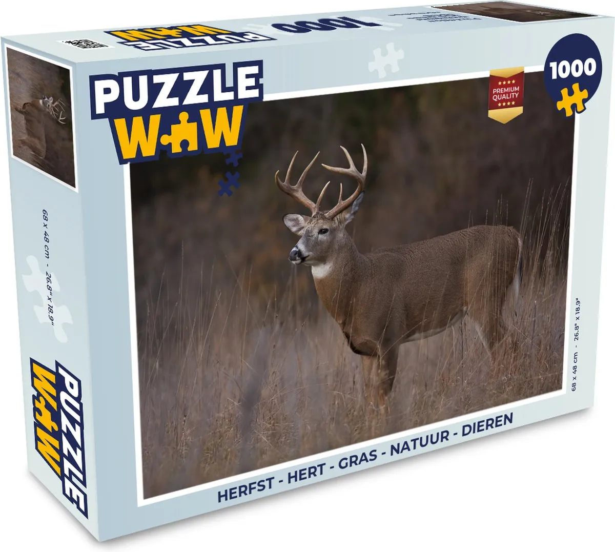 PuzzleWow Herfst Hert Gras Natuur Legpuzzel 1000 Stuks - Multicolor