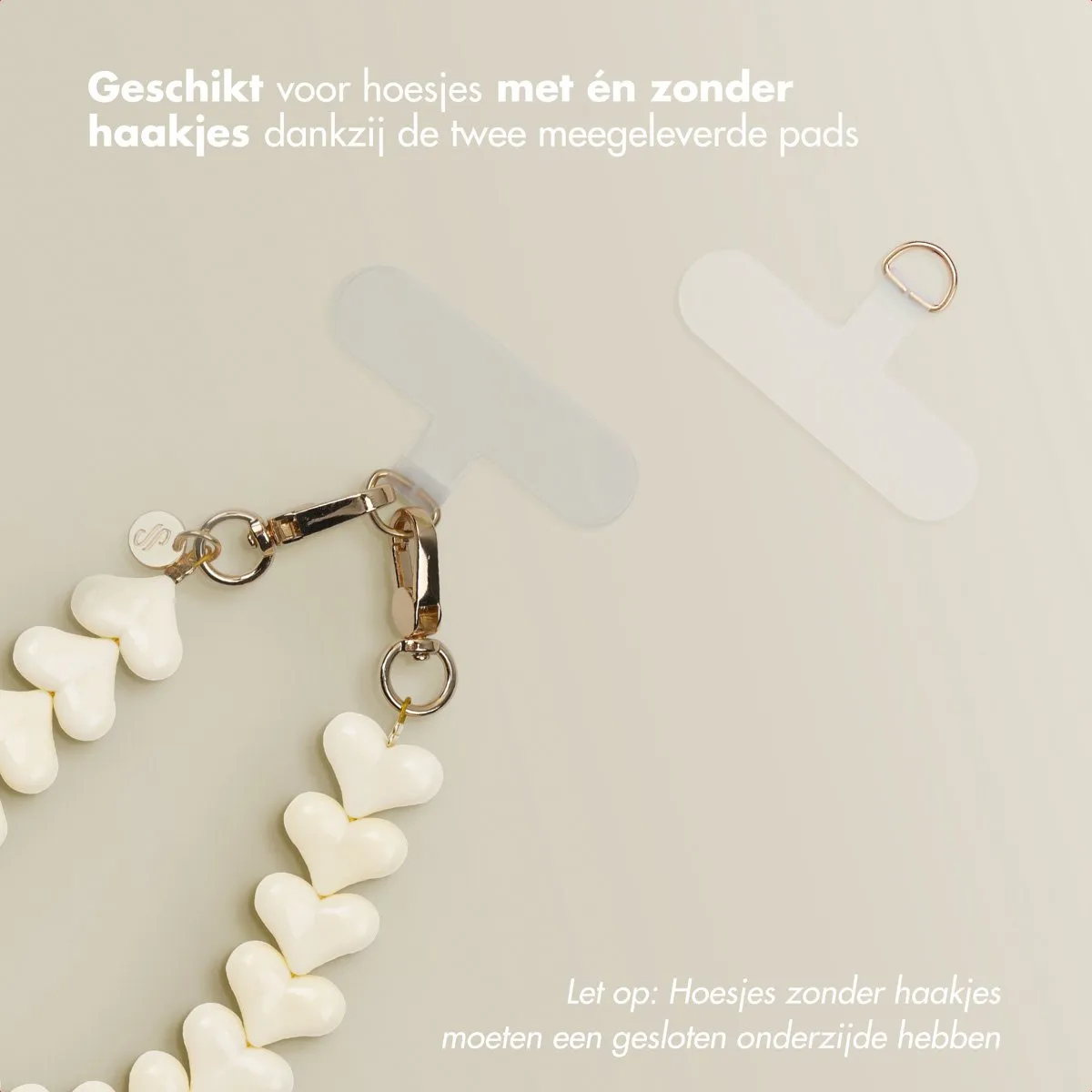 Selencia Universeel Lova Hartjes Telefoonkoord - Beige
