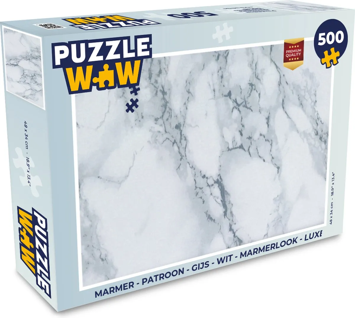 PuzzleWow Marmerlook Legpuzzel 500 Stuks - Gijs Patroon - Multicolor