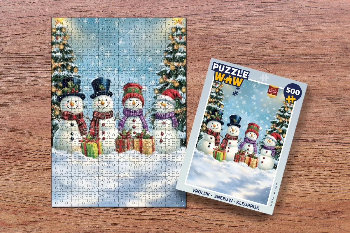 PuzzleWow 1000 Stuks Sneeuw Puzzle - Vrolijk & Kleurrijk