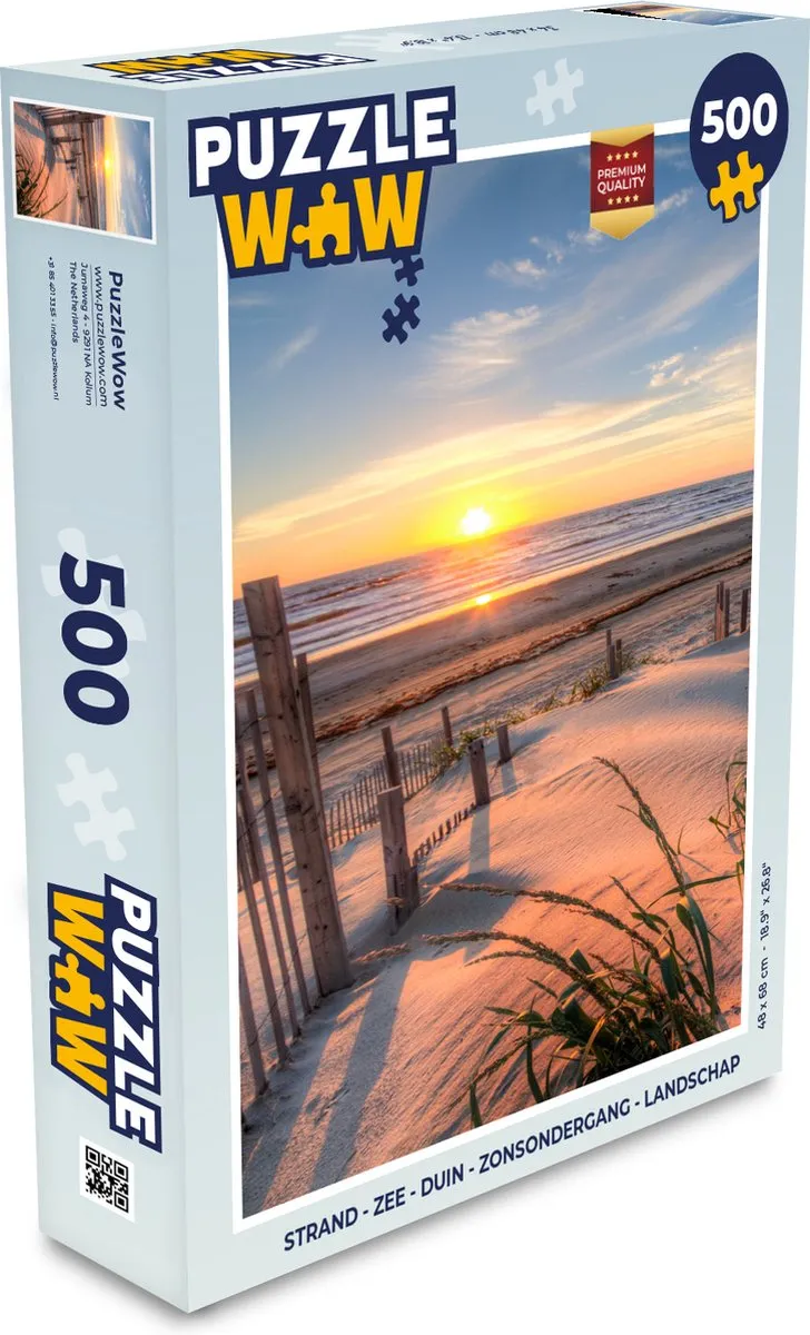 PuzzleWow Legpuzzel Strand/Zee/Duin/Zonsondergang 500 Stuks