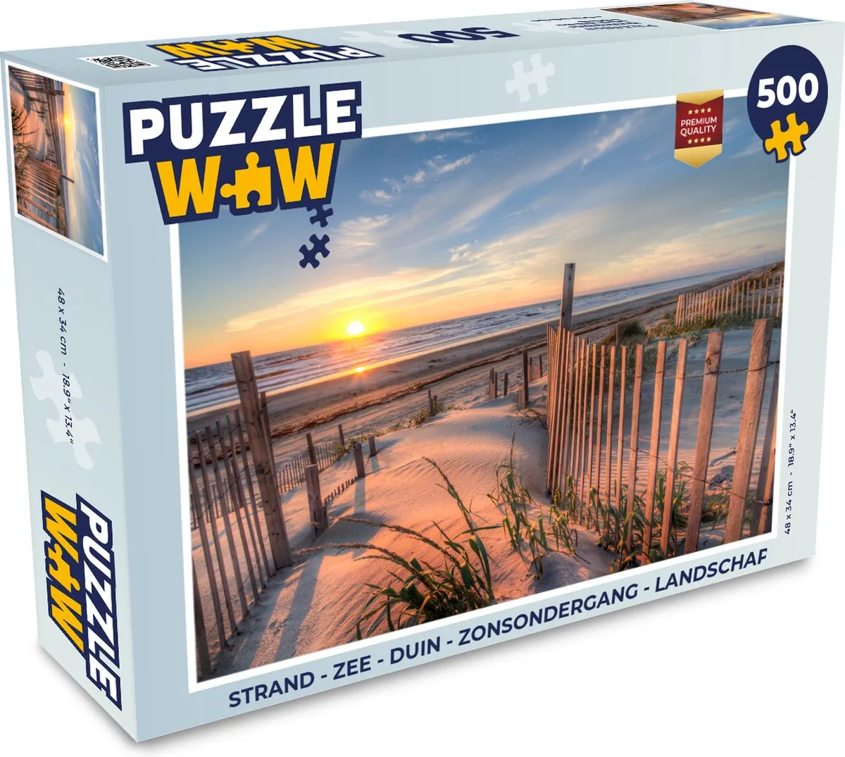 PuzzleWow Legpuzzel Strand/Zee/Duin/Zonsondergang 500 Stuks - Multicolor