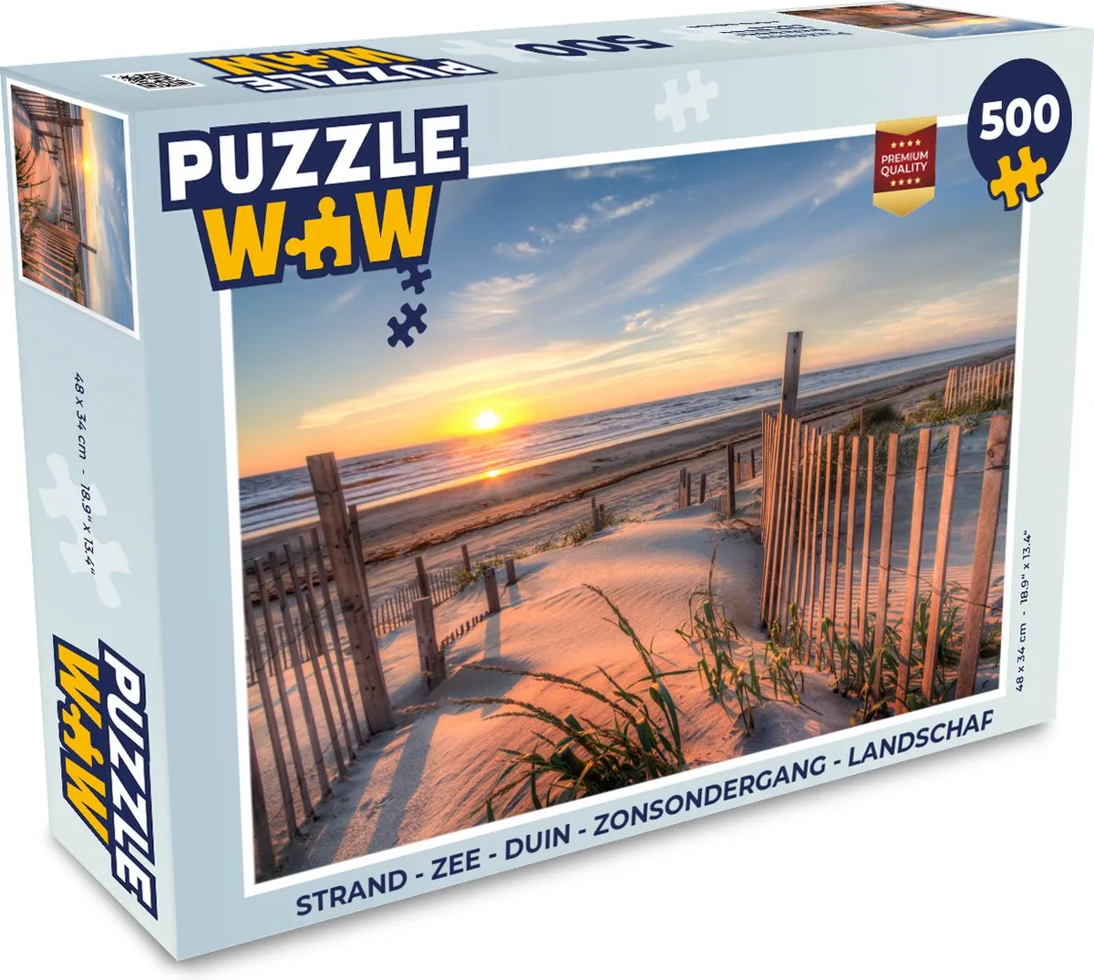 PuzzleWow Legpuzzel Strand/Zee/Duin/Zonsondergang 500 Stuks - Multicolor