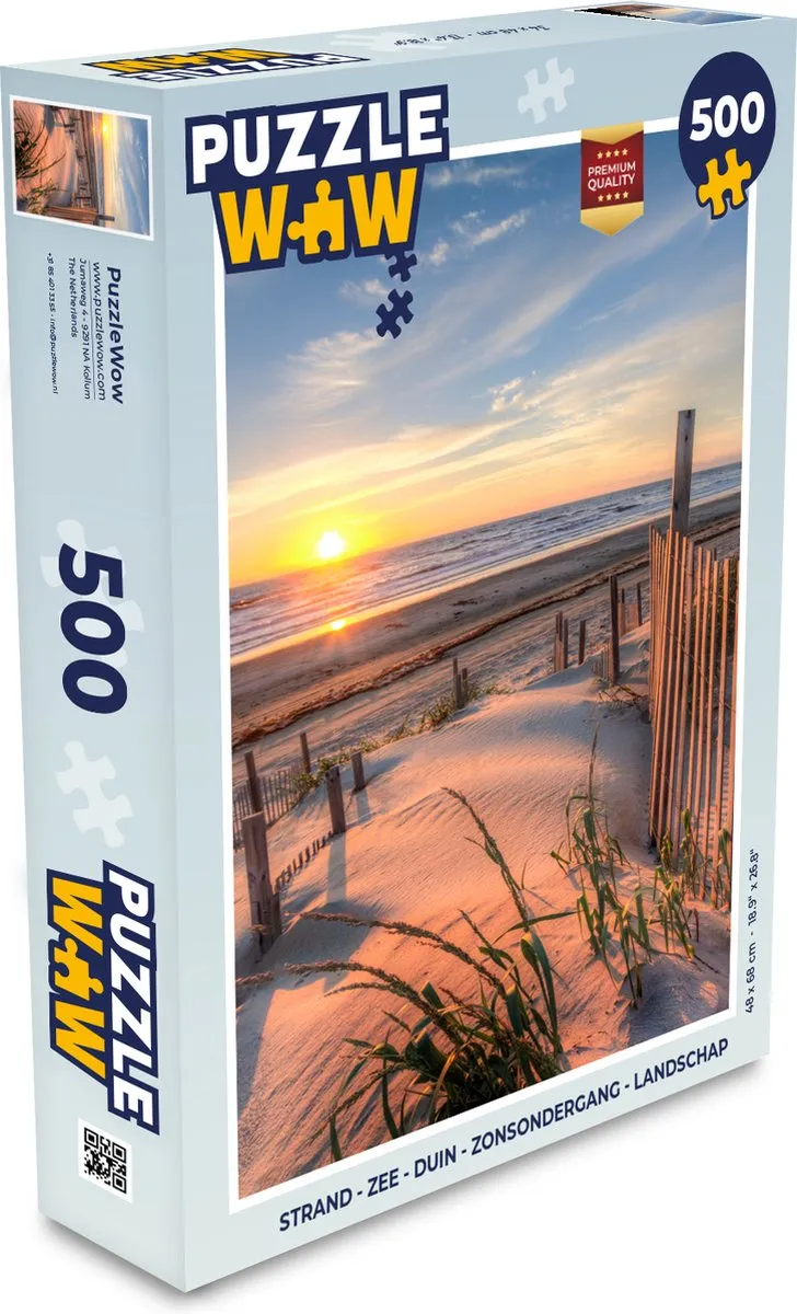PuzzleWow Legpuzzel Strand/Zee/Duin/Zonsondergang 500 Stuks - Multicolor